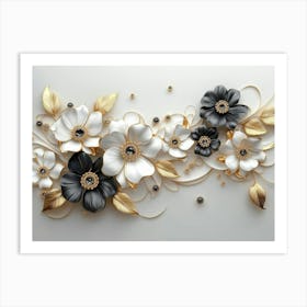 Black And White Flowers Art Print