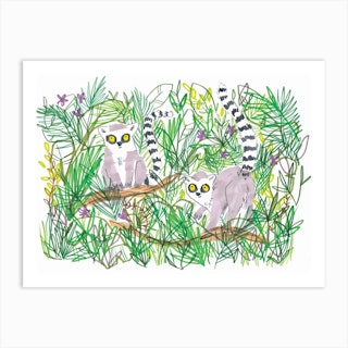 Jungle Lemurs Art Print
