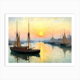 Sunset At The Port 1 Art Print