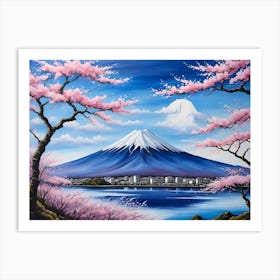 Cherry Blossoms In Mount Fuji Art Print