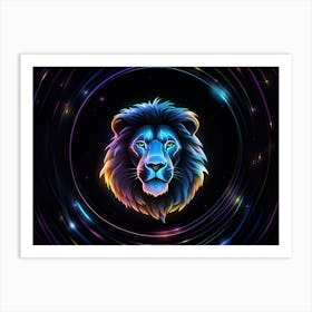 Neon Lion 4 Art Print