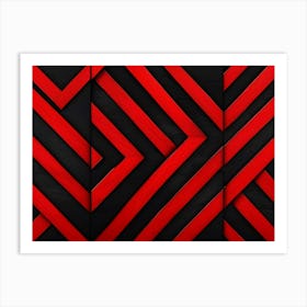 Abstract Red And Black Stripes Art Print