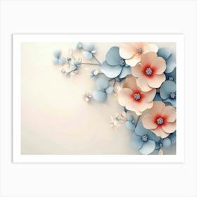 Animated 3d With Simple Floral Painting On A Light Gray Background 1 Art Print