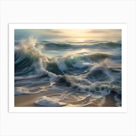 Ocean Crashing Waves Paintings Art Print Art Print