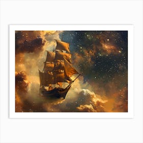 Herculeng A Majestic Sailing Ship With Billowing Flying Through 9f7a0293 42e9 4892 94be 28616af9d5d3 Upscayl 4x Realesrgan X4plus Anime Art Print