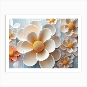 3d Flower with Circles Art Print