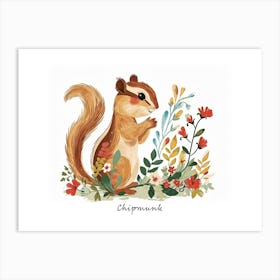 Little Floral Chipmunk 1 Poster Art Print