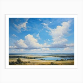 Cumulus Clouds Headlining The Scenic Landscape Clustered Carelessly Against A Shifting Cerulean Ba Art Print