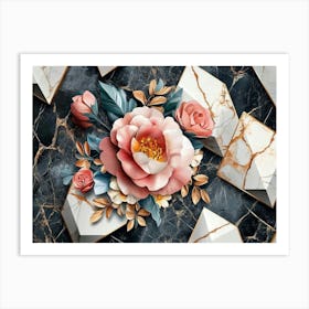 Marble Roses Art Print