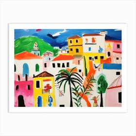 Naples Italy Cute Watercolour Illustration 3 Art Print