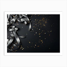 Christmas Ribbons On A Black Background Art Print