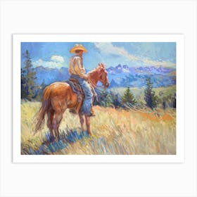 Cowboy In Montana 2 Art Print