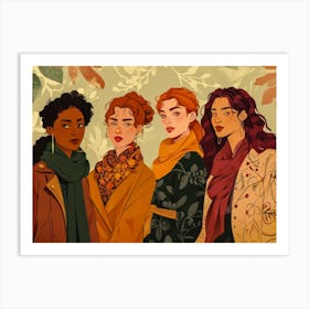 Four Women In Autumn Art Print