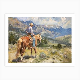 Cowboy In Rocky Mountains 2 Art Print