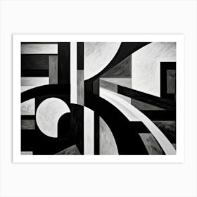 Layers Abstract Black And White 7 Art Print
