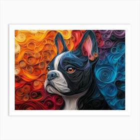 French Bulldog Paper Quilling Dog Portrait Art Print