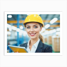 Factory Worker In Hard Hat 1 Art Print