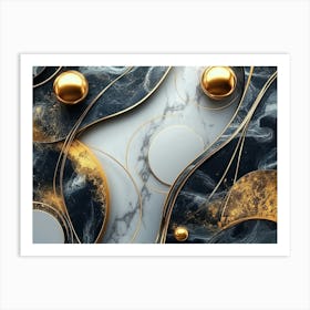 Abstract Gold Marble Background 3 Art Print