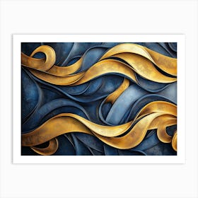 Abstract Gold and Blue Painting Art Print