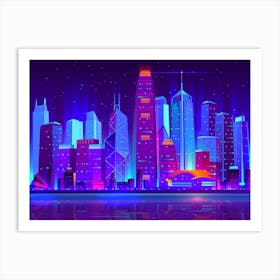 Synthwave Neon City - Hong Kong [synthwave/vaporwave/cyberpunk] — aesthetic poster, retrowave poster, neon poster Art Print
