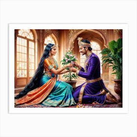 Royal Couple Adorning Flowers Art Print