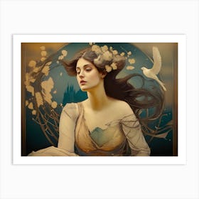 Art Nouveau Print Featuring a Girl Art Print