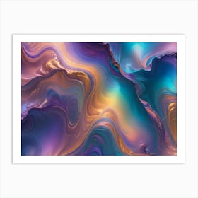 Abstract Image Of A Glowing Starburst With A Central White Light Surrounded By Streaks Of Blue, Pink, And Purple Light Art Print