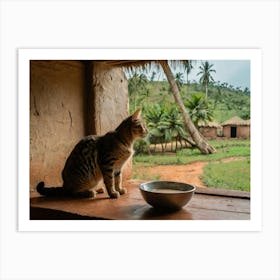 Cat In A Village Art Print