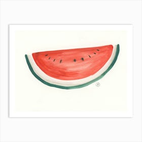 Minimal Red Watermelon Slice - minimasllit illustration kitchen food still life Art Print