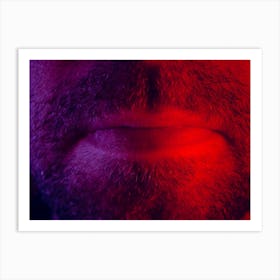 Macro Close Up On Man Mouth With Serious Facial Expression Art Print