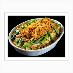 Green Bean Casserole With Crispy Onions In A White Dish Art Print