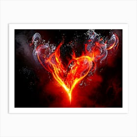 Abstract Digital Painting Of Passion And Love Shaping From Glowing Embers Of Black And Red Flame Sm 2 Art Print