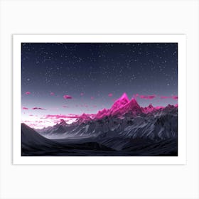 Pink Mountain Landscape Art Print