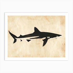 Blacktip Reef Shark Silhouette 1 Art Print