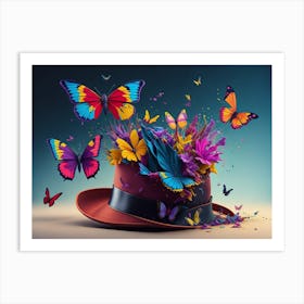 Hat With Butterflies Art Print