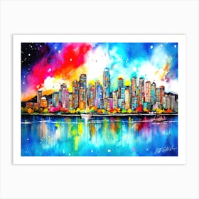 Vancouver BC City - Lower Mainland Skyline Art Print