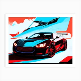 Sports Car And A Plane Art Print