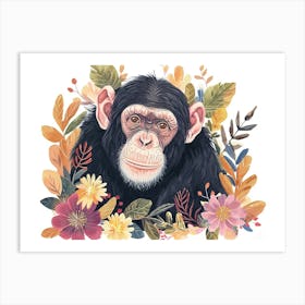 Little Floral Chimpanzee 2 Art Print