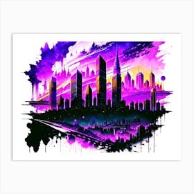 Purple Cityscape Art Print