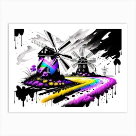 Rainbow Windmills Art Print