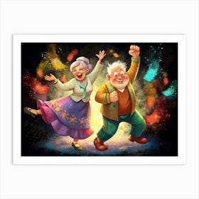 Happy Senior Couple Dancing Art Print