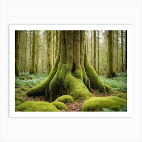 Moss Covered Trees In The Forest Art Print