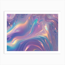 Abstract Iridescent Holographic Pattern, With Swirls And Colors Resembling A Flowing Liquid, Oil, Or Water Art Print