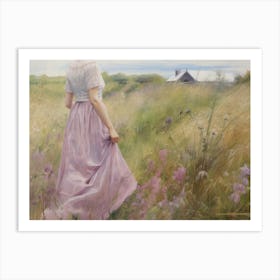 Amish Girl In Field Painting Art Print