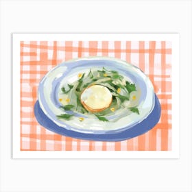 A Plate Of Leeks, Top View Food Illustration, Landscape 4 Art Print