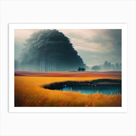 Pond In A Field Art Print