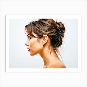 Side Profile Of Beautiful Woman Oil Painting 31 Art Print