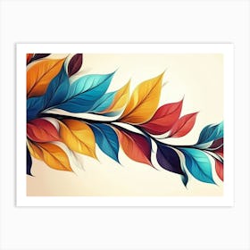 Beautiful Illustration of Colorful Leaves 2 Art Print