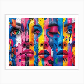 SynthGeo Shapes: A Cartoon Abstraction Colorful Faces Art Print