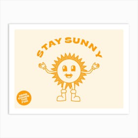 Stay Sunny Retro Cartoon Sunshine Art Print